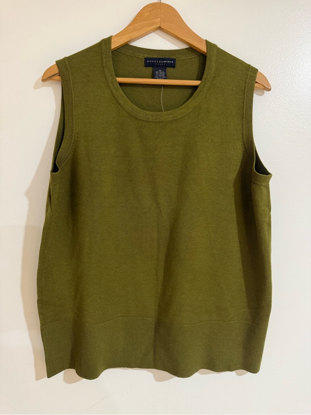 NWT Grace Elements Wild Avocado Knit Tank Vest 2X